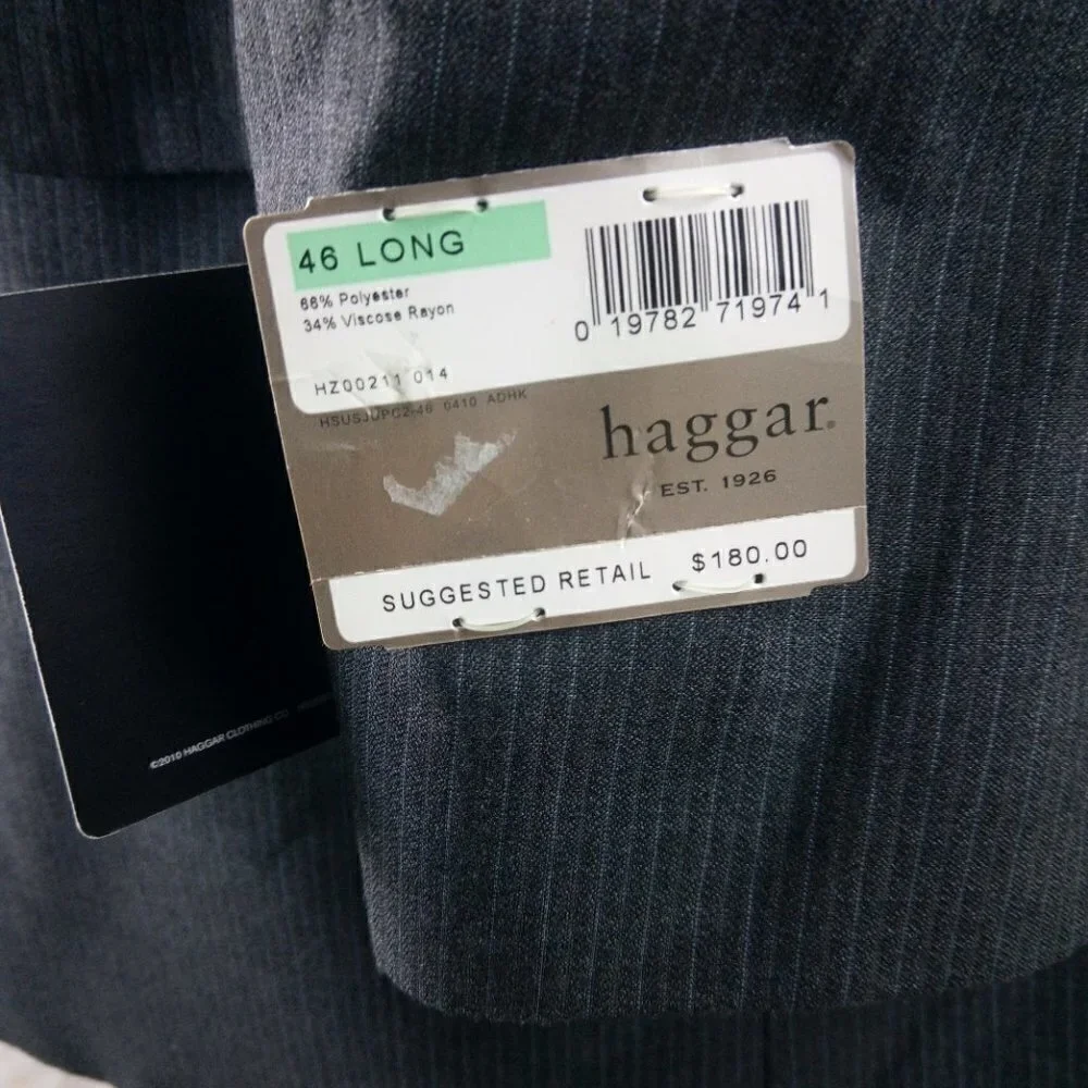 Haggar Custom Fit Suit Up System 46L Gray Pinstripe Suit Blazer Jacket